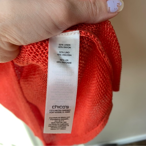 Chico’s deep orange open knit crew neck tee - Picture 6 of 6